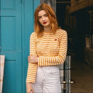 Comme de Garçons PLAY striped crew neck top